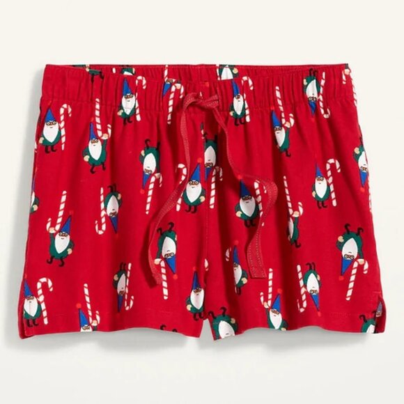 NWT Old Navy Flannel Boxer Pajama Shorts Sleep Lounge Red Elf Gnome Women XL - Picture 2 of 5